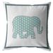 28 in. Elephant Indoor & Outdoor Throw Pillow Light Blue Gold & White