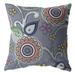 18 in. Gray & Pink Floral Indoor & Outdoor Zippered Throw Pillow Multi Color