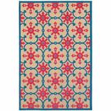 4 x 6 ft. Sand Oriental Stain Resistant Indoor & Outdoor Rectangle Area Rug - Blue and Beige