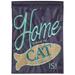 13 x 18 in. Double Applique Home Is Where The Cat Burlap Garden Flag