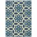 8 x 11 ft. Ivory Geometric Stain Resistant Indoor & Outdoor Rectangle Area Rug - Ivory and Blue - 8 x 11 ft.