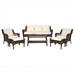 6Pc Wicker Seating Set With Tan Cushions