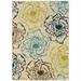 4 x 6 ft. Ivory Floral Stain Resistant Indoor & Outdoor Rectangle Area Rug - Green and Ivory - 0.16in. H x 43.31in. W x 66.93in. D