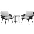 18 in. Andover All-Weather Outdoor Conversation Set with Two Rope Chairs & Cocktail Table