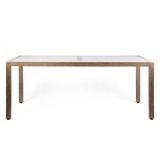 30 in. Sienna Outdoor Patio Dining Table in Eucalyptus Wood with Center Stone Teak & Gray