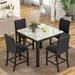 Table top: 40in.L x40in.W for Kitchen and Living room Furniture Black 5-piece Counter Height Dining Table Set with One Faux Marble Dining Table and Four Upholstered-Seat Chairs