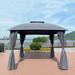 Biplut 10 x 10 Ft Outdoor Patio Garden Gazebo Canopy With Curtains Grey Top