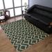 Rugsotic Carpets Hand Knotted Sumak Geometric Jute Area Rug Green Beige 6 x9