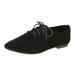 PMUYBHF Tennis Shoes Womens Black Wide Ladies Fashion Solid Color Suede Pointed Lace up Flat Casual Single Shoes