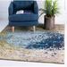 Rugs.com Hyacinth Collection Rug â€“ 8 Ft Square Blue Medium Rug Perfect For Living Rooms Kitchens Entryways