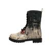 Schnürboots DOGO "Zipsy High-Top Boots Owls Family Damen Stiefeletten", Damen, Gr. 39, Normalschaft, blau (blau, grau), Lederimitat, Schuhe, Handgefertigt