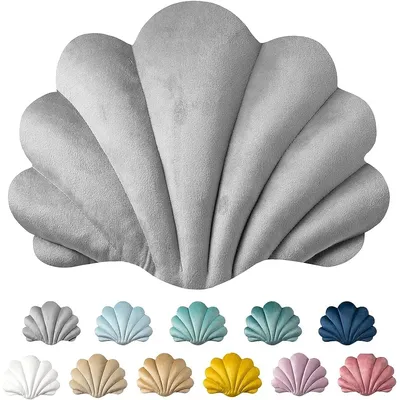 Inyahome 3d Wurf dekor Kissen Muschel geformte Akzent Wurf kissen weichen Samt einsatz enthalten Kissen für Couch Bett Wohnzimmer Image