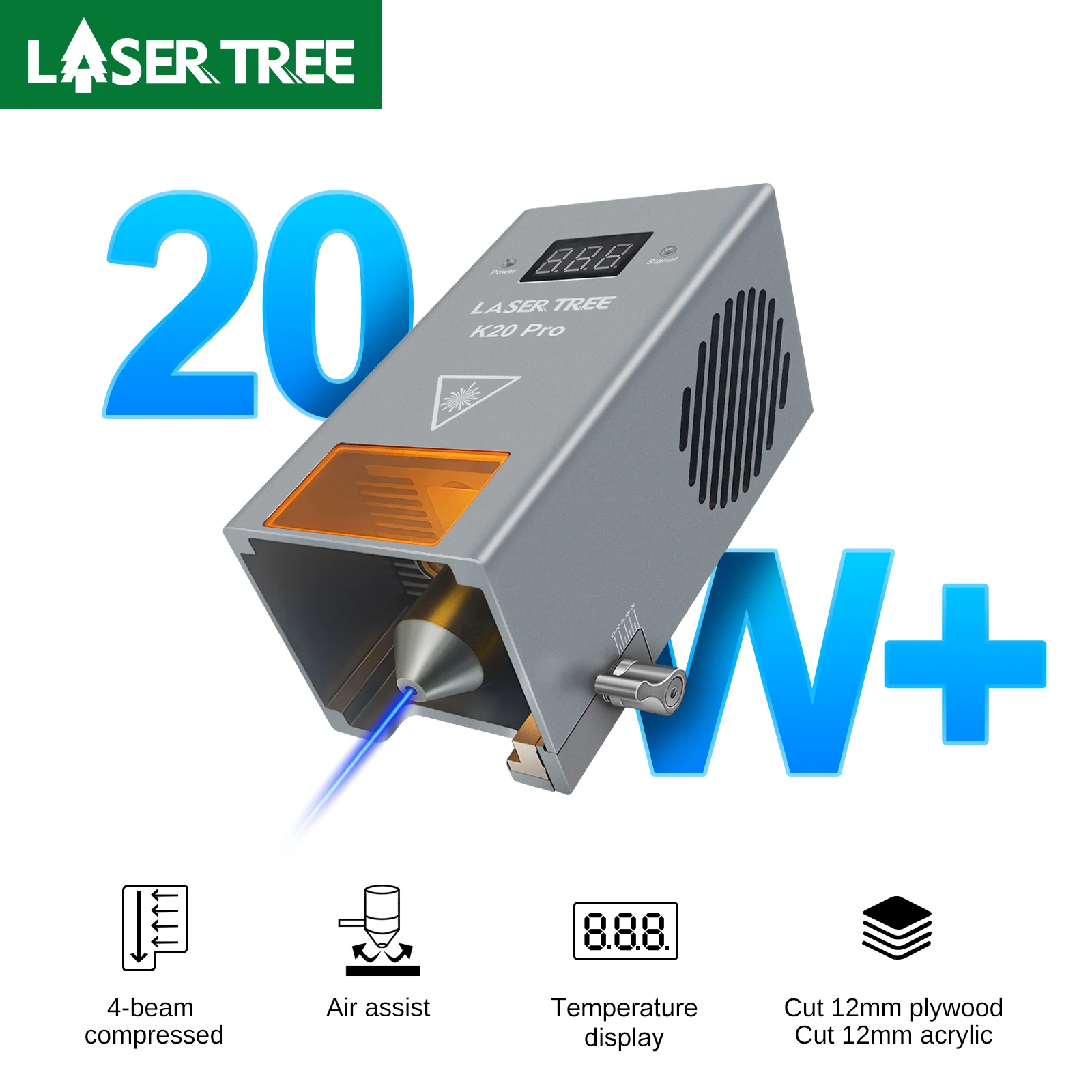 LASERBAUM 20 W 30 W 40 W optisches Leistungslasermodul mit Luftunterstützung Laserköpfen für CNC-Maschinengravur Schneiden DIY-Werkzeuge Image