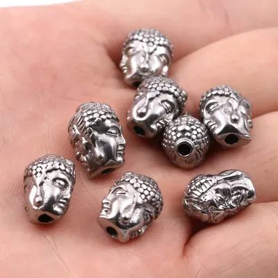 1 stücke/lot 2,2mm Große Loch Edelstahl Retro Buddha Kopf Charme Perlen Dichtung Fit DIY Machen