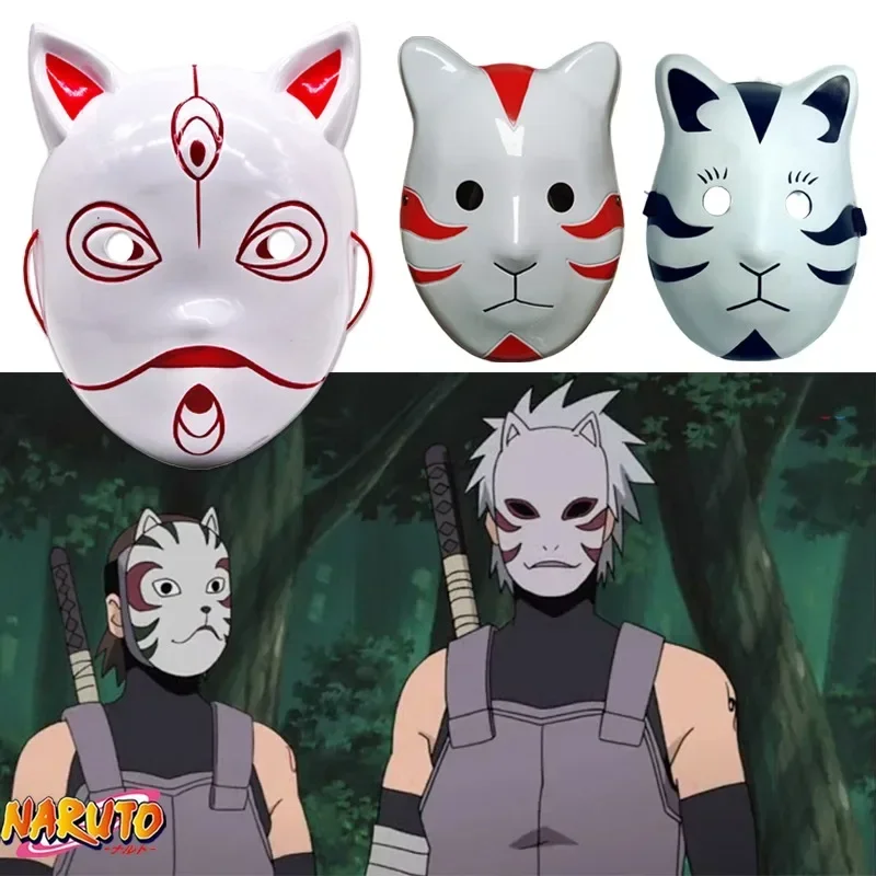 Anime Naruto ANBU Masken Cosplay Hatake Kakashi Uchiha Itachi Halloween Cosplay Requisiten Maskerade Volle Gesicht PVC Masken Geschenke Spielzeug Image