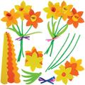 Daffodil Bouquet Kits (Pack of 3) Foam Pieces, Pipe Cleaners & Ribbon Included, Finished Height 24cm, 3 Assorted Colours, Craft Kits