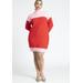 Plus Size Women's Colorblocked Sweater Mini Dress by ELOQUII in Pink Red (Size 14/16)