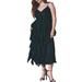 Plus Size Women's Cascade Lace Slip Dress by ELOQUII in Black Onyx (Size 22)