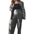 Plus Size Women's Belted High Waisted Straight Leg Trouser by ELOQUII in Silver (Size 20)