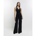 River Island Womens Black Velvet Wide Leg Trousers