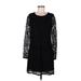 Apt. 9 Cocktail Dress - Shift Scoop Neck Long sleeves: Black Solid Dresses - Women's Size 6