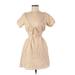 Le Lis Casual Dress - Mini Plunge Short sleeves: Tan Dresses - Women's Size Medium