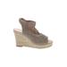 VC Signature Wedges: Brown Print Shoes - Women's Size 7 1/2 - Open Toe
