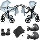 Junama Diamond S-Class V3 2in1 3in1 4in1 Baby Pram Pushchair Car Seat ISOFIX + Umbrella Exclusive Prams (2in1 with adapters, Blue-Silver 10)