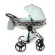 Junama Diamond Hand Craft Glitter V3 2in1 3in1 4in1 Baby Pram Pushchair Car Seat ISOFIX + Umbrella Exclusive Prams (3in1, Mint-Silver 04)