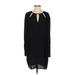 BCBGMAXAZRIA Casual Dress - Shift Keyhole Long sleeves: Black Solid Dresses - Women's Size X-Small