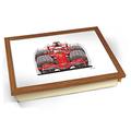 Koolart Formula 1 Car Illustration Caricature Cushion Lap Tray - Wood Effect Frame