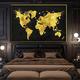 RVCKVS Retro Black Golden World Map Oil Painting Texture Map World Poster Print Canvas Wall Art Picture Office Room Decor 27.5"x39.4"(70x100cm) No frame