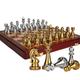 Chess Set Games Deluxe,chess Metal Shiny Board Game,Handmade Toys & Games For Adults And Kids Educational Toy Sets（6.6cm King And 5.7cm Queen）30x30 Cm(Color:metallic)