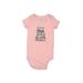 Carter's Short Sleeve Onesie: Pink Bottoms - Size 12 Month