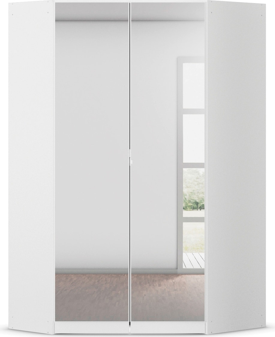 Eckkleiderschrank RAUCH "Kleiderschrank Schrank Garderobe Wäscheschrank COSTA 2-türig", weiß (alpinweiß), B:117cm H:197cm T:104cm, Holzwerkstoff, Schränke, Eckkleiderschrank, mit Spiegel, voll ausgestattet mit viel Stauraum MADE IN GERMANY