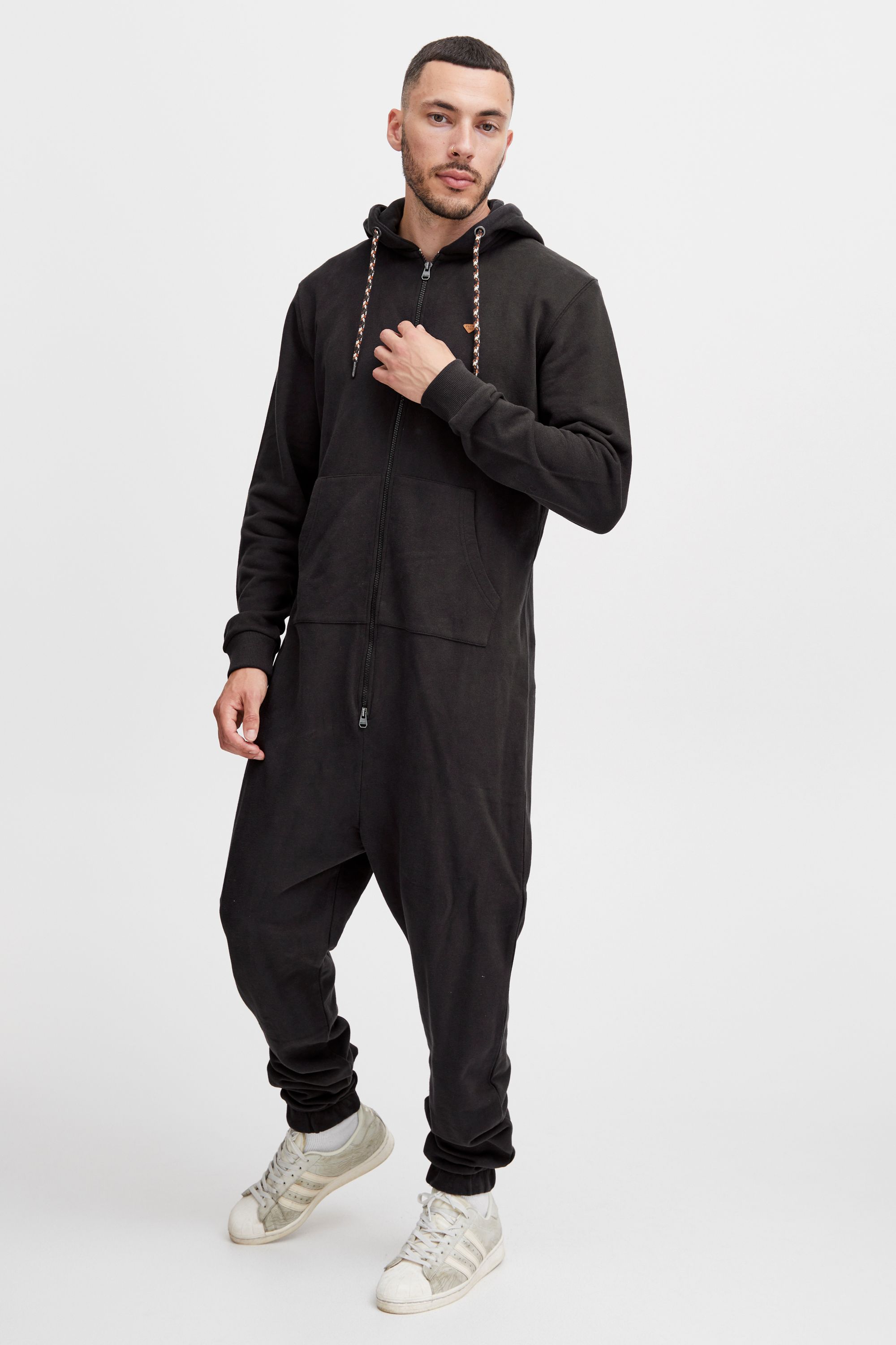 Overall BLEND "BHLombardo", Herren, Gr. L, US-Größen, schwarz, Sweatware, 100% Baumwolle, unifarben, regular fit lang, Overalls Overall, Gemütlicher Jumpsuit aus Sweat