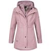 Softshelljacke LPO "LUCANIA PEAK Women", Damen, Gr. 40 (M), rosa, 96% Polyester; 4% Elastan, casual, tailliert, Langarm gerader Abschluss mit Klettverschlüssen, Jacken, leichte Softshelljacke mit All-Over-Print und abnehmbarer Kapuze