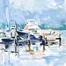 Breakwater Bay Watercolor Marina II by Emma Scarvey Painting Print on Canvas Paper, Wood in Blue/White | 22" H x 22" W x 1.25" D | Wayfair