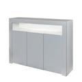 Ivy Bronx Sideboard Storage Cabinet w/ LED Light, Wooden TV Stand w/ 3 Doors Wood in Gray | 38.2 H x 51.2 W x 13.8 D in | Wayfair