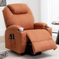 Latitude Run® Electric Power Lift Recliner Massage Chair, Heating, Storage Pocket Microfiber/Micro in Orange | 44.1 H x 32.5 W x 35.4 D in | Wayfair