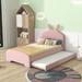 Zoomie Kids Albery Upholstered Bed Upholstered in Pink | 46.1 H x 44.5 W x 76 D in | Wayfair 8C1F4586634F4D42A50A43104D6AD3C4