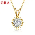 Collier Moissanite avec Pendentif Or pour Femme Certifié D Document 6.5mm 1CT EquiWedding Vente