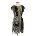 Anna Sui for Anthropologie Casual Dress Crew Neck Short sleeves: Green Print Dresses - Women's Size 0