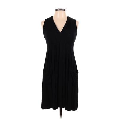 Calvin Klein Casual Dress - DropWaist V-Neck Sleeveless: Black Solid Dresses - Women's Size 6