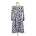 Roz & Ali Casual Dress: Blue Damask Dresses - Women's Size Medium