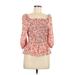 NANETTE Nanette Lepore 3/4 Sleeve Blouse: Pink Floral Tops - Women's Size Medium