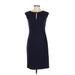 Calvin Klein Casual Dress - Sheath: Blue Solid Dresses - Women's Size 2