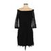 White House Black Market Casual Dress - Party Boatneck 3/4 sleeves: Black Print Dresses - Women's Size 10