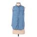 Who What Wear Sleeveless Blouse: Blue Tops - Women's Size Small