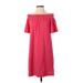 Nautica Casual Dress - Shift Off The Shoulder Short sleeves: Pink Print Dresses - Women's Size X-Small